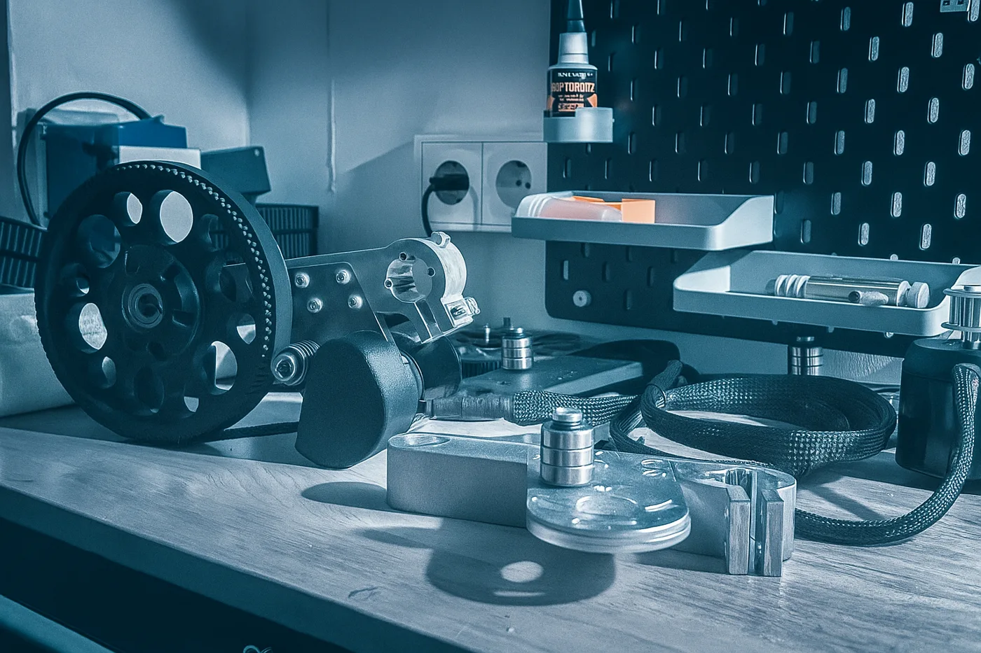 Werkbank in der Werkstatt von Behrendt Engineering